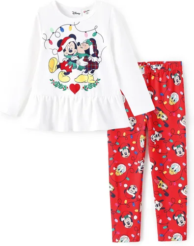 Miniatura 18 de Disney Minnie Mouse - Conjunto de sudadera con manga larga y leggings de princesa Frozen, Marvel para niñas pequeñas, 2 piezas, tallas 2-6 años