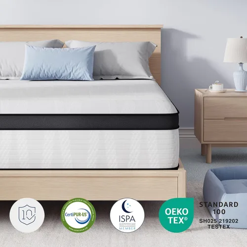 Miniatura 7 de Avenco Colchón individual híbrido tamaño individual de 10 pulgadas en una caja, cama de firmeza media con resortes ensanchados para aislamiento