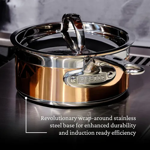 Miniatura 6 de Hestan - Colección CopperBond - Cacerola de cobre 100% puro, compatible con cocina de inducción, 1.5 cuartos