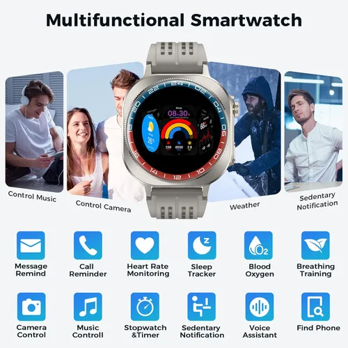 Miniatura 7 de Soudorv Reloj inteligente, AMOLED 2026 de 1.43 pulgadas para hombres y mujeres (respuesta/hacer llamadas), 60 días/más de 130 deportes/linterna