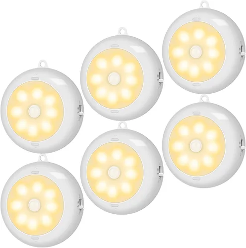 Miniatura 10 de BLS Luz con sensor de movimiento para interiores, luz nocturna LED inalámbrica, iluminación debajo del gabinete, luces de disco alimentadas por