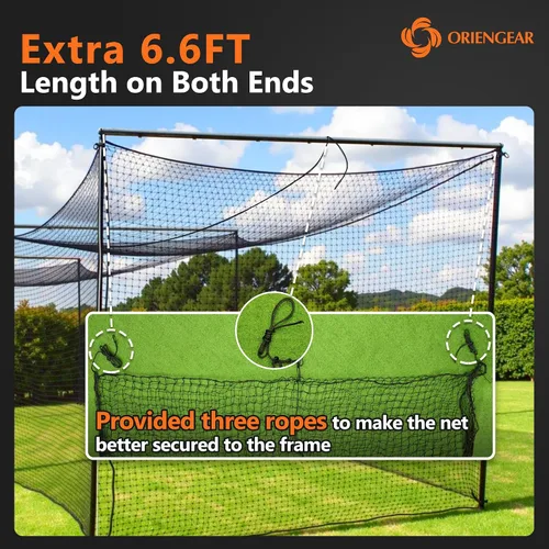 Miniatura 5 de ORIENGEAR Baseball Batting Cage Nets, ONLY NET, 70'L/55'L/35'L/20'L Baseball and Softball Cage Netting, 1.88" #45 Mesh, Professional Fully Enclosed