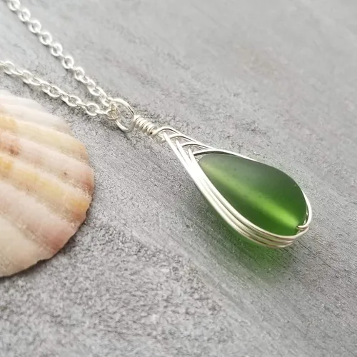 Miniatura 53 de Yinahawaii Collar de cristal de mar hecho a mano, joyería hawaiana para mujer, collar de lágrima trenzada, joyería única de cristal de mar