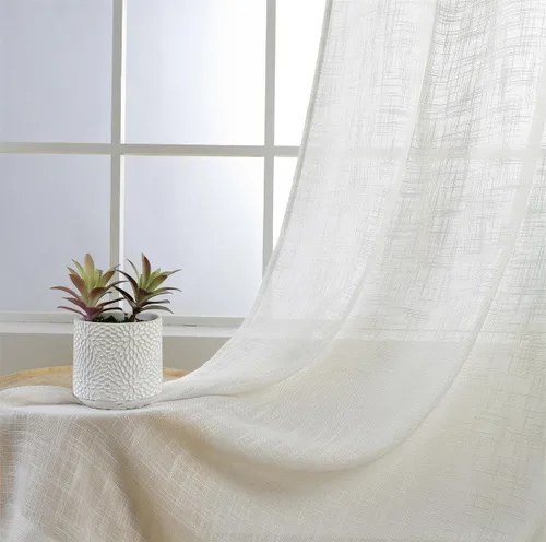 Miniatura 3 de Cortinas para sala de estar de 2 paneles (2 x 37 pulgadas de ancho), cortinas con textura de lino, con ojales, de la marca Miuco