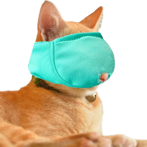 Miniatura 9 de Bozal para gatos con malla transpirable, bozal protector bucal de gato para evitar mordeduras y masticar (XS - negro)