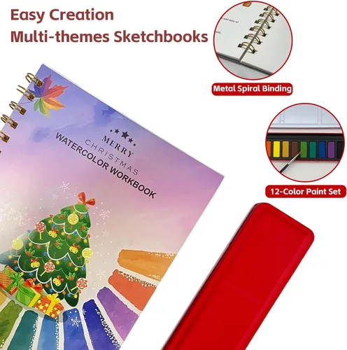 Miniatura 6 de Libros de trabajo de acuarela, kit de pintura de acuarela para principiantes, perfecto para regalar para despertar creatividad y alegría para Ramo