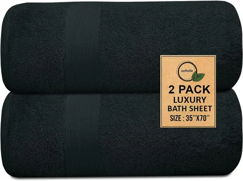 Miniatura 2 de Toallas de baño de lujo 100% algodón, paquete de 2 (35 x 70 pulgadas), súper suaves, de secado rápido y altamente absorbentes, para baño, hogar, spa