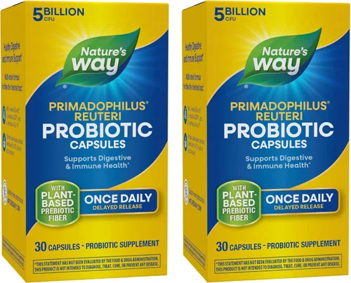 Nature's Way Primadophilus Reuteri Probiótico, apoya la salud digestiva e inmunológica*, 5 mil millones de cultivos vivos, 30 cápsulas (el embalaje