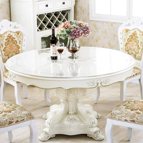 Miniatura 3 de Protector redondo de plástico transparente de 36 pulgadas de diámetro para mesa de comedor, cubierta de mantel de PVC, mantel de vinilo