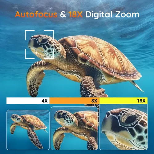 Miniatura 6 de Cámara digital subacuática 8K - MaxMango 70MP 33FT Cámara impermeable con tarjeta 64G - Cámara submarina para esnórquel flotante de doble pantalla