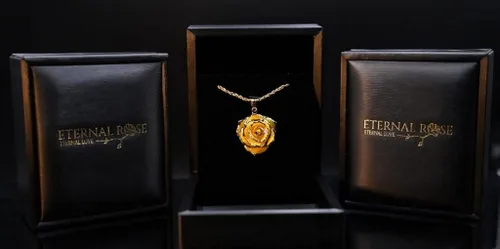 Miniatura 3 de Eternal Rose Collar - Collar con colgante de rosa sumergida en oro de 24 quilates para mujer - Regalo para ella