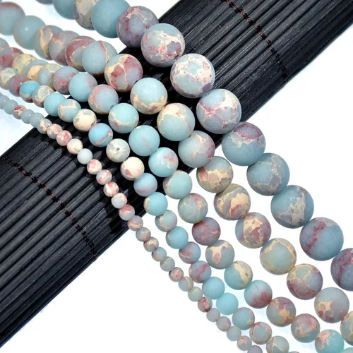 AD Beads Hermoso espaciador redondo de piedras preciosas mate natural de 4 a 0.472 in (0.315 in, 14 jaspe de sedimento mate)