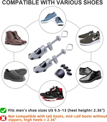 Miniatura 6 de cyrico Ensanchador de zapatos para hombre, ampliador de zapatos de 4 vías, forma de árbol de zapatos para pies anchos