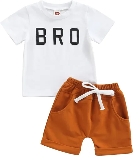 Mandizy Ropa de bebé niño verano manga corta camiseta tops color sólido pantalones cortos 3 6 9 12 18 24 meses niño casual trajes