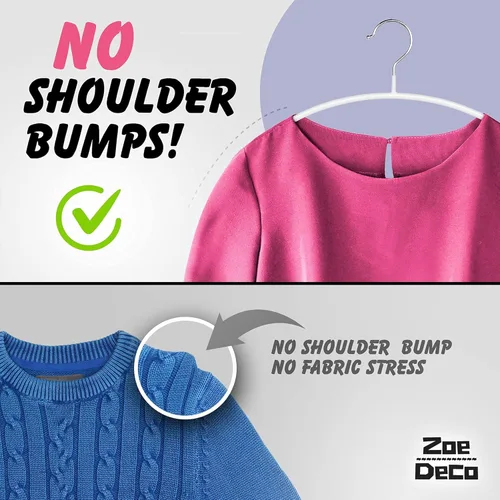 Miniatura 3 de Perchas para ropa – Paquete de 10 perchas de hierro de acero sólido de alta calidad para ropa y suéteres, antideslizantes, sin protuberancias