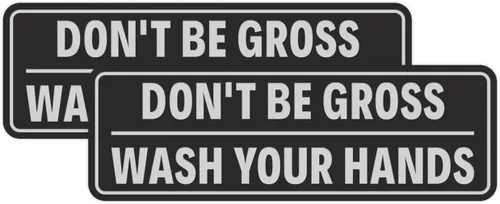 Miniatura 12 de Letrero estándar para puerta o pared, diseño de "Don't Be Gross ("Wash Your Hands"), color negro, mediano