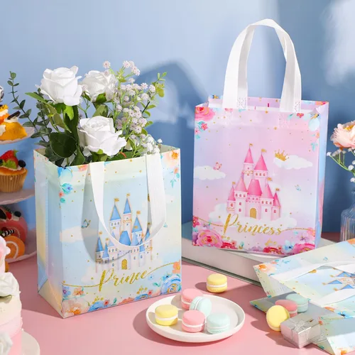 Miniatura 3 de Locmeo 24 bolsas de recuerdo de fiesta con asas reutilizables no tejidas para dulces, bolsas de regalo para niñas y niños, cumpleaños, baby shower