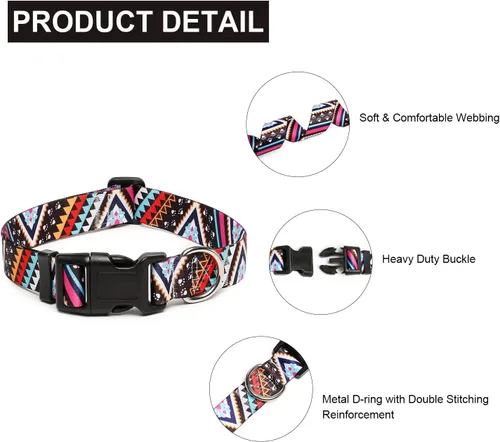 Miniatura 103 de Mercano Collar ajustable para perro, patrones de diseño especial, nailon suave, cómodo y resistente, collar para mascotas para perros pequeños