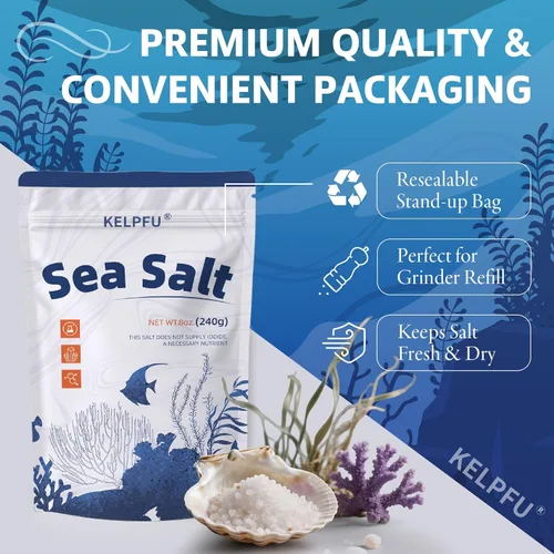 Miniatura 7 de Recambio de sal marina gruesa australiana para molinillo – Premium sin yodar y sin refinar – Granos crujientes puros para molinos, cocina y acabado
