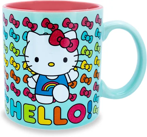 Miniatura 18 de Silver Buffalo Sanrio Hello Kitty - Taza de cerámica con lunares rojos y blancos, 20 onzas Hello Kitty lunares rojos y blancos