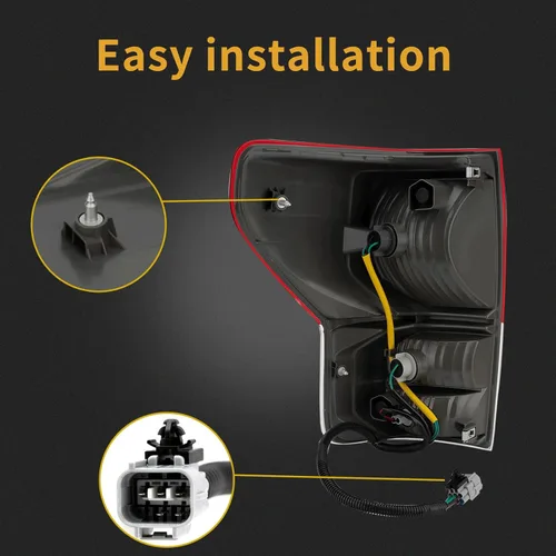 Miniatura 5 de Ensamble de luz trasera compatible con lámparas de freno traseras del lado del pasajero derecho para Toyota Tundra 2010-2013. Arnés de cableado Lado