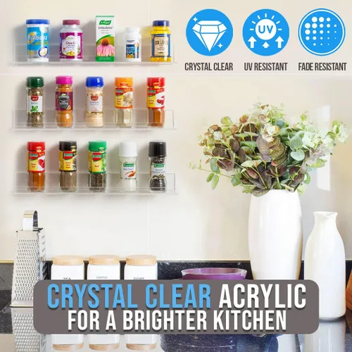 Miniatura 6 de El organizador de especias de acrílico "invisible". El organizador de hierbas y especias perfecto para la cocina Estantes flotantes amurados a