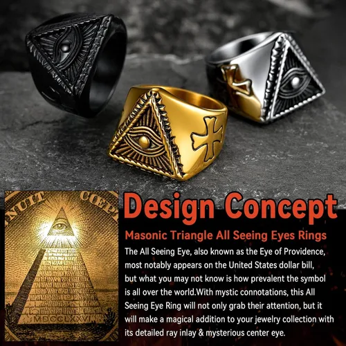 Miniatura 3 de FaithHeart Anillo de ojo de Dios para hombres y mujeres, acero inoxidable, chapado en oro de 18 quilates, anillos personalizados, Acero inoxidable