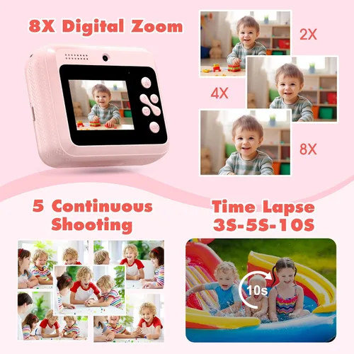 Miniatura 5 de Cámara para niños, impresión de fotos instantánea, cámaras duales de video digital HD para niños pequeños, cámara digital para niños que imprimen