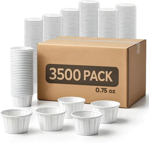Vasos de papel para medicina desechables de 0.75 onzas, 3500 piezas, taza de condimento de papel de 1 oz, vasos de píldora de papel desechables,
