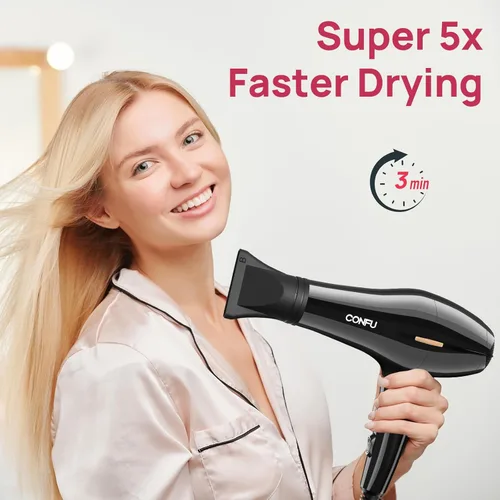 Miniatura 4 de CONFU Secador de pelo, secador de pelo profesional iónico con difusor para mujeres y hombres, secado rápido 5X, potente y silencioso para un peinado