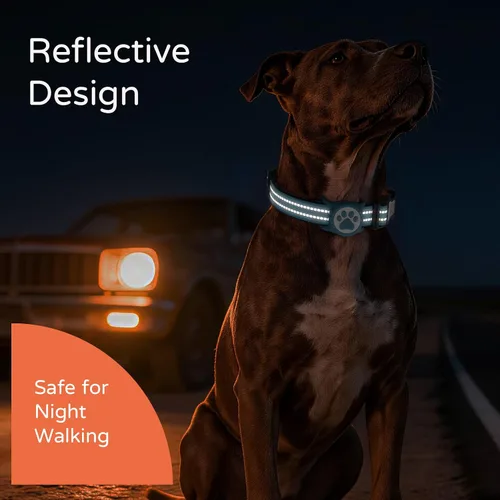 Miniatura 6 de Collar de Perro AirTag para Perros Grandes, Collar de Perro con AirTag de Apple Resistente al Agua IP68 con Soporte para AirTag, Reflectante, azul