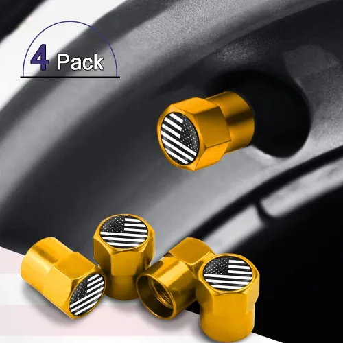 Miniatura 14 de ASUBHA 4 tapas de vástago de válvula de neumático con bandera estadounidense, tapones de aire de aluminio para neumáticos con junta tórica de goma