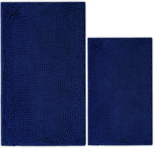 Miniatura 39 de Juego de 2 tapetes de baño de chenilla, superabsorbentes, con fuerte respaldo antideslizante de PVC, tapetes de baño para baño, peludos