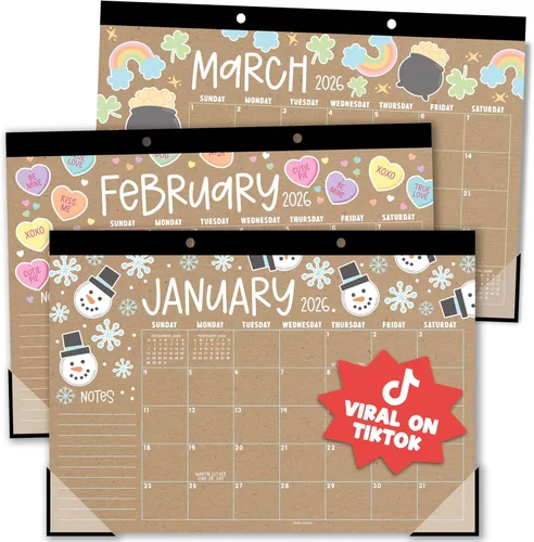 Miniatura 20 de Hadley Designs Calendario de escritorio grande 2026-2027 – Calendario de escritorio 2026, calendarios de escritorio de 18 meses para el hogar