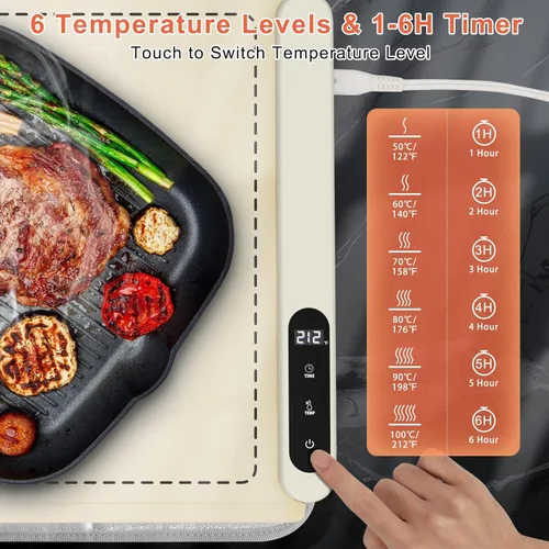 Miniatura 5 de FYY Tapete de calentamiento extra grande para alimentos con almohadilla resistente al calor, evita grietas en la encimera, mantiene la comida