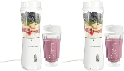 Hamilton Beach Portable Blender for Shakes and Smoothies,14 Oz BPA Free Travel Cup & Lid,Durable Stainless Steel Blades,Personal Smoothie Blender,2