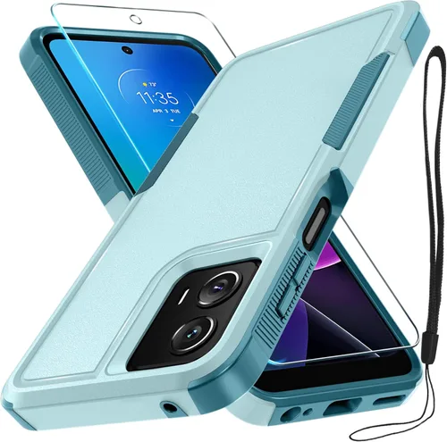 Miniatura 28 de Funda compatible con Moto G 5G 2024, cuerpo completo, resistente, resistente, a prueba de golpes, con correa de cordón, protector de pantalla