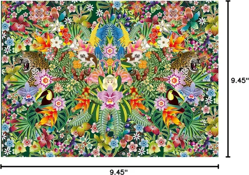 Miniatura 10 de Gibsons Jungle Dream - Rompecabezas de 1000 piezas, diseño colorido de animales y flores, rompecabezas ecológico para adultos y adolescentes