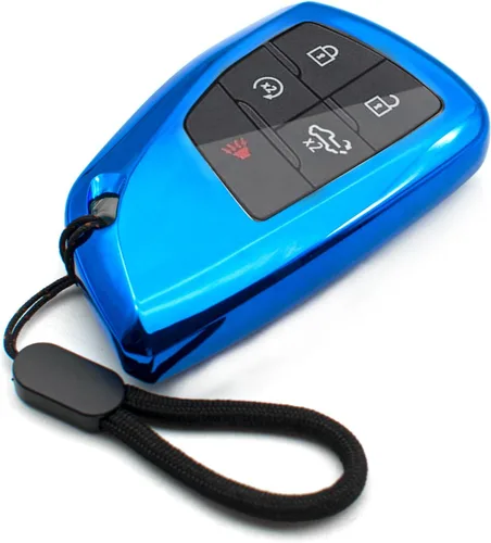 MECHCOS Compatible con GMC Yukon Sierra Chevy Chevrolet Silverado 1500 2500 3500 HD Suburban Tahoe Colorado Azul TPU Funda para llavero Soporte