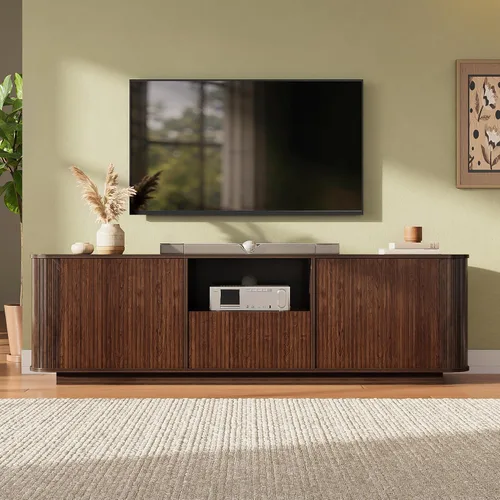 Miniatura 13 de Soporte de TV moderno de 70.8 pulgadas para televisores de hasta 80 pulgadas, centro de entretenimiento con 3 cajones y 2 gabinetes, diseño