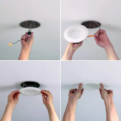 Miniatura 7 de HALO Lámpara LED empotrable de 6 pulgadas, retrofit para techo y ducha, 3000 K, borde blanco deflector (paquete de 6)