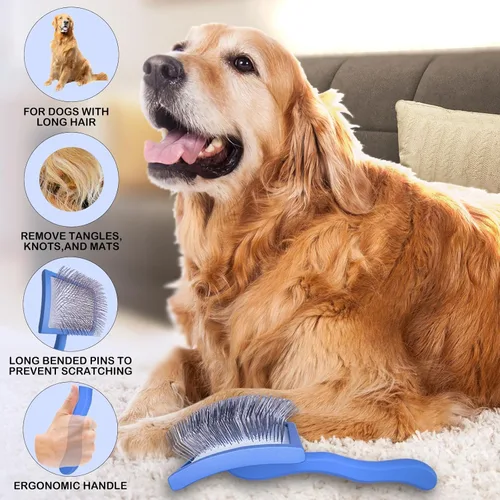 Miniatura 3 de Cepillo deslizante para perros, kit de aseo dorado para garabatos dorados, cepillos desmenuzadores para Goldendoodles, Labradoodles, Poodles, Azul