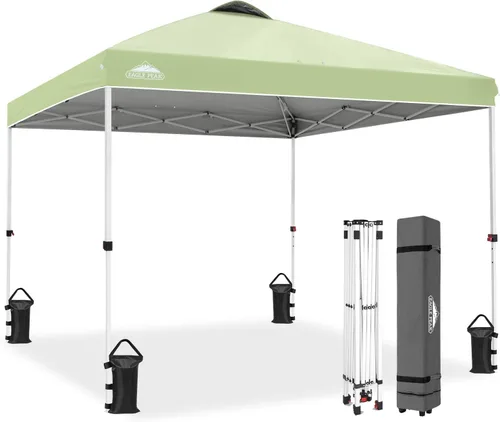Miniatura 260 de EAGLE PEAK Tienda de campaña desplegable con bolsa de transporte con ruedas, 8 estacas, 4 cuerdas, 4 bolsas de peso, toldo de tienda de campaña