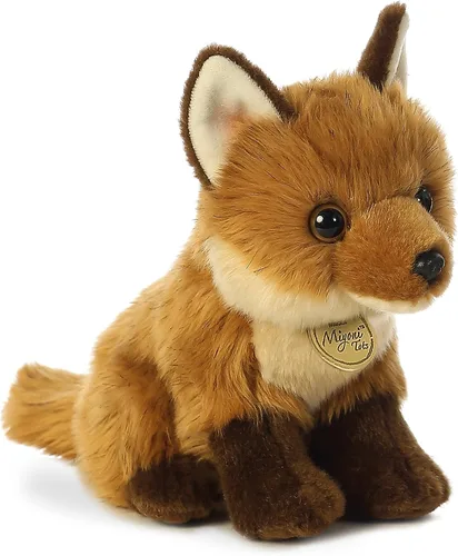 Aurora® - Adorable zorro de peluche Miyoni®, detalle realista, compañía entrañable, marrón, 9 pulgadas