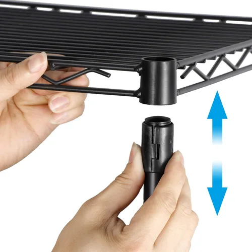 Miniatura 8 de SUPER DEAL Estantería de alambre de almacenamiento resistente de 4 estantes negros para restaurante, garaje, despensa, cocina, estante de garaje