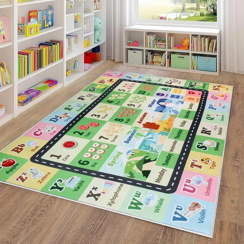 Miniatura 13 de Alfombra ABC infantil para sala de juegos, alfombra del alfabeto para el aula, alfombra lavable para habitación de bebé, sala de juegos, dormitorio