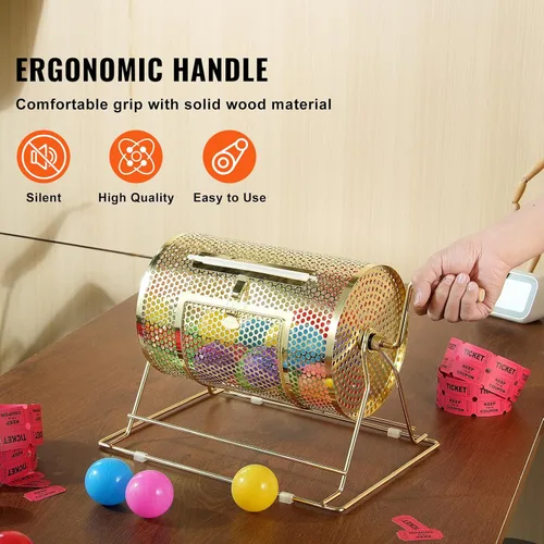 Miniatura 5 de VEVOR Girador de Boletos de Rifa – Tambor de Rifa de 12 x 8 Pulgadas para Sorteo Giratorio de Lotería, Caja Enrolladora de Boletos de Rifa Chapada