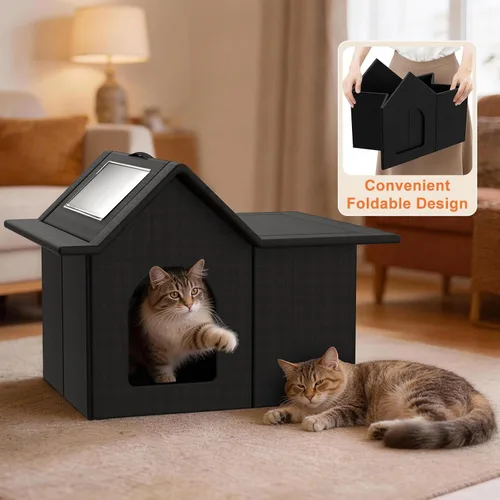Miniatura 2 de Casa para gatos al aire libre, refugio resistente a la intemperie para mascotas, cama duradera para gatos al aire libre e interior, fácil montaje