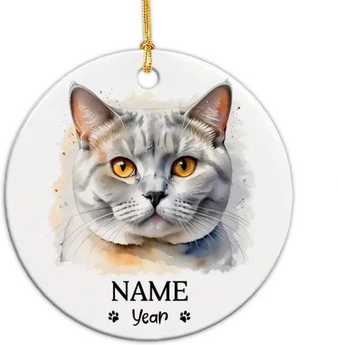 Miniatura 13 de Adornos de Navidad abisinios 2026, adorno de cerámica con nombre personalizado de gato, regalo de gato abisinio para hombres y mujeres, amantes