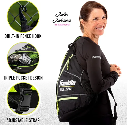 Miniatura 6 de Bolsas de Pickleball Franklin Sports - Mochila de bandolera para equipo + accesorios - Hombres + Mujeres - Capacidad para palas, bolas + accesorios